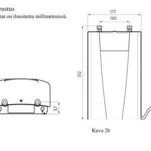 Läpivirtauslämmitin/vedenlämmitin METROMINI 11 kW Mitat