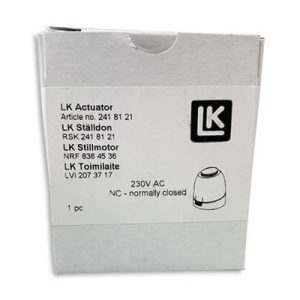 Lattialämmitys 230V 2W AC (NC) LK toimilaitetta käytetään yksittäisen huoneen / piirin ohjaamiseen LK Jakotukin kanssa. LVI: 2073717