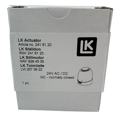 LK Systems 24V AC / DC lattialämmitys toimilaitteita käytetään yksittäisiin huone- / vyöhykejakoihin LK Systems -lämmityspiirin jakelijaan. LVI: 2073922