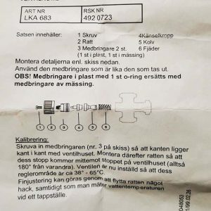 Haato / Nibe lämminvesivaraajan sekoitusventtiilin korjaussarja LK 550/545. RSK: 4920723. Tuotenumero: 549339